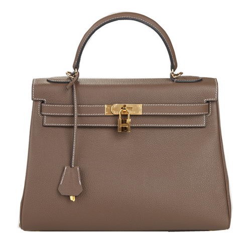 Hermes Kelly 32cm Taška přes rameno tmavě šedá originální kůže K32 zlatá