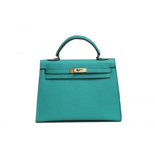 Hermes Kelly 32cm Taška přes rameno světle zelená saffiano kůže K32 zlatá