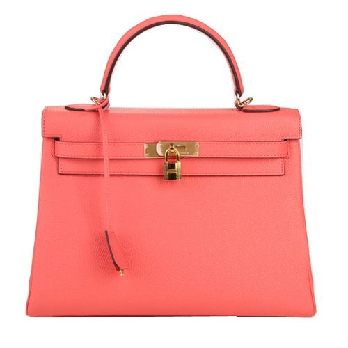 Hermes Kelly 32cm Taška přes rameno Růžová Originální Kůže K32 Zlatá