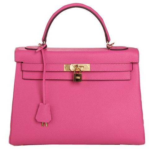 Hermes Kelly 32cm Taška přes rameno Růžová Originální Kůže K32 Zlatá