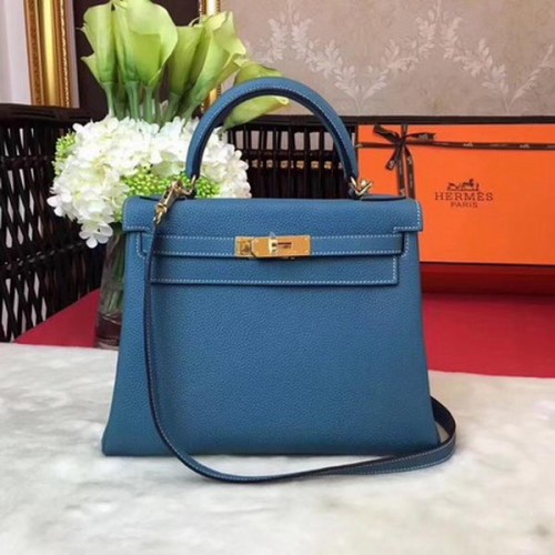 Hermes Kelly 32cm ramenní taška TOGO kůže KY32 modrá