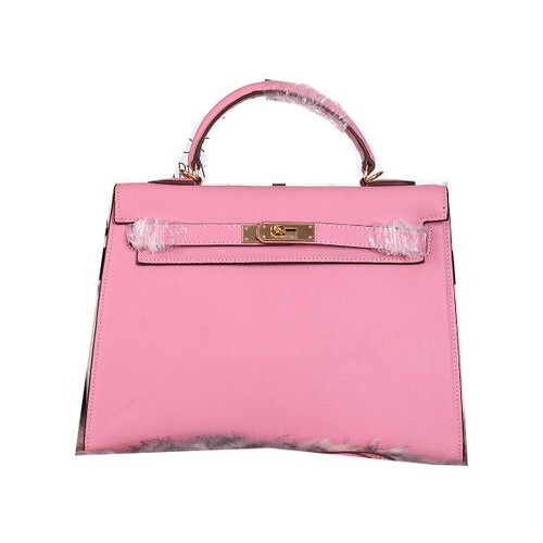 Hermes Kelly 32cm ramenní tašky z přírodní kůže růžové