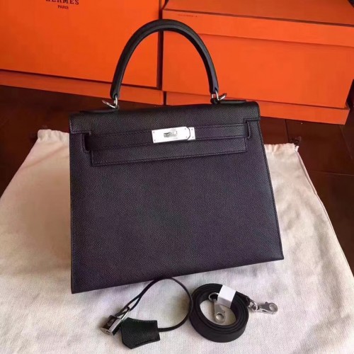Hermes Kelly 32cm Tašky přes rameno Originální espom kůže černá