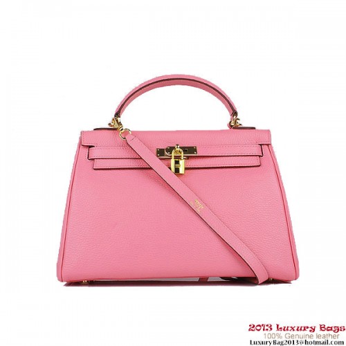 Hermes Kelly 32cm Tašky Přes Rameno Růžová Clemence Kůže Zlatá