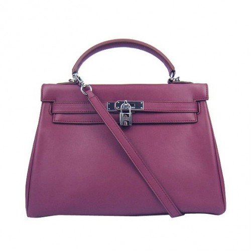 Hermes Kelly 32cm Togo kožené kabelky 6018 bordó stříbrné
