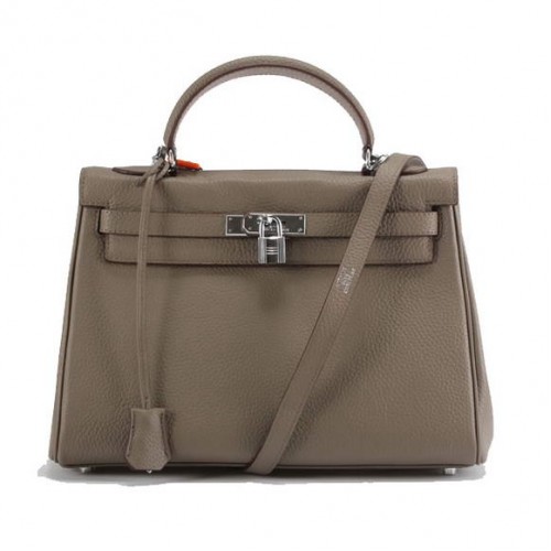 Hermes Kelly 32cm Togo kožené kabelky 6018 tmavě šedá stříbrná