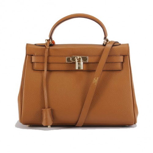 Hermes Kelly 32cm Togo kožené kabelky 6018 světle kávová zlatá