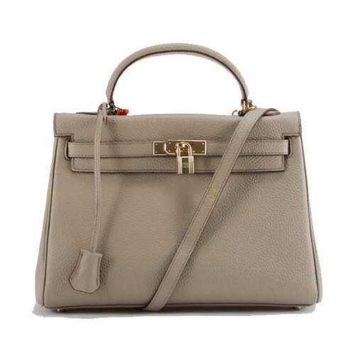 Hermes Kelly 32cm Togo kožené kabelky 6018 světle šedá zlatá