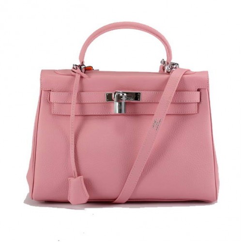 Hermes Kelly 32cm Togo kožené kabelky 6018 růžová stříbrná