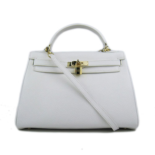 Hermes Kelly 32cm Togo kožené kabelky 6018 bílá zlatá