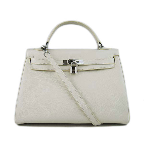 Hermes Kelly 32cm Togo kožené kabelky 6018 bílá stříbrná
