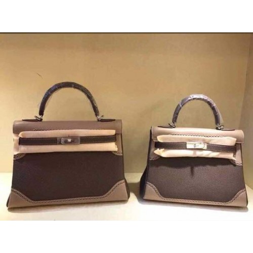 Hermes Kelly 32cm/28cm kožená taška TOGO KY28 gary