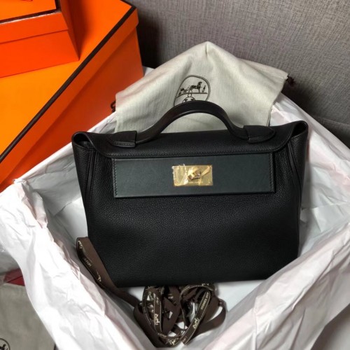 Hermes Kelly Original Togo Leather Tote Bag H2424 Černá
