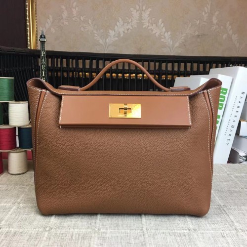 Hermes Kelly Original Togo Leather Tote Bag H2424 Hnědá