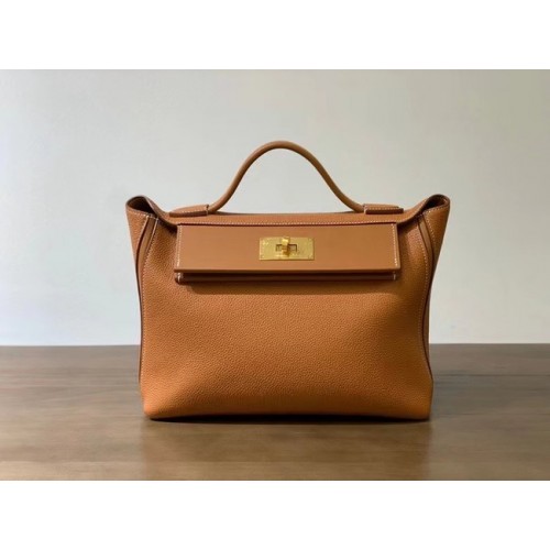 Hermes Kelly Original Togo Leather Tote Bag H2424 zlatohnědá