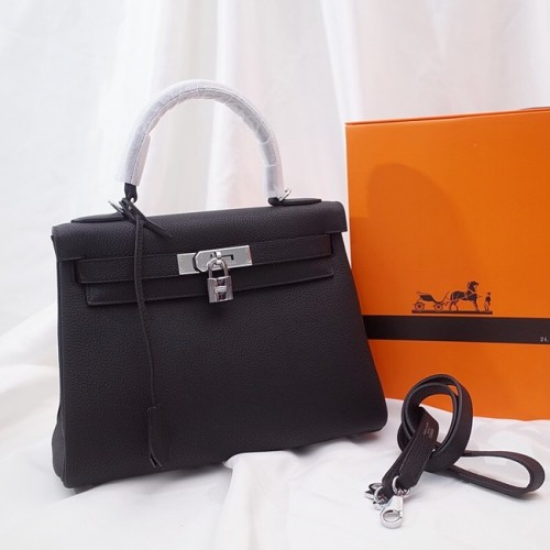 Hermes Kelly Taška přes rameno Originální TOGO Kožená KY3255 černá