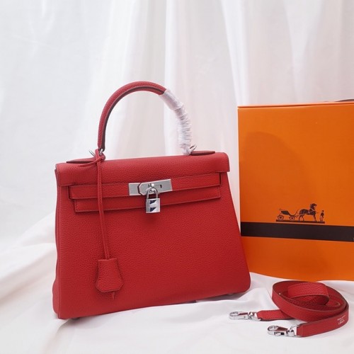 Hermes Kelly Taška přes rameno Originální TOGO Kožená KY3255 červená