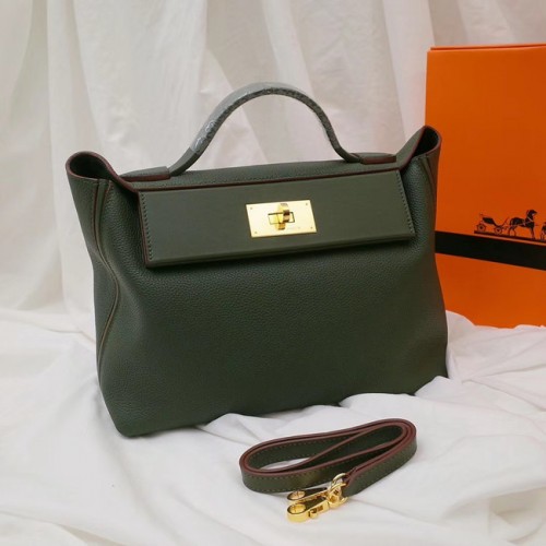 Hermes Kelly Togo Leather Tote Bag H2424 Černozelená