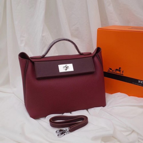 Hermes Kelly Togo Kožená Taška H2424 Burgundská