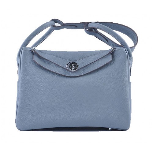 Hermes Lindy 30CM Zrnitá Kožená Taška Přes Rameno H6207 Tmavě Šedá