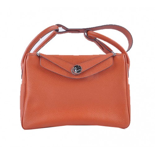 Hermes Lindy 30CM Zrnitá Kožená Taška Přes Rameno H6207 Oranžová