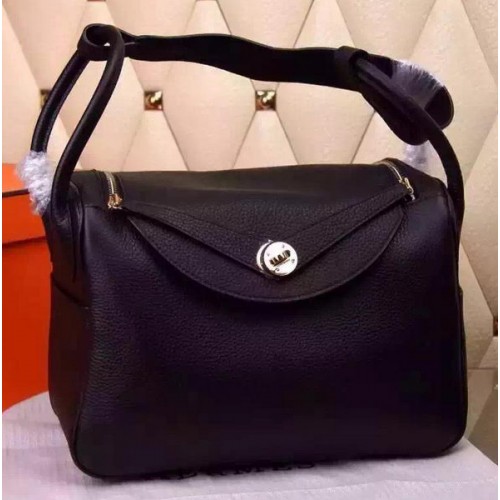 Hermes Lindy 30CM Kožená Taška Přes Rameno H0881 Černá