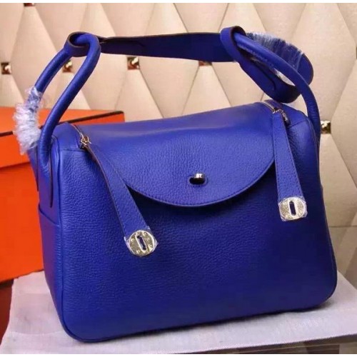 Hermes Lindy 30CM Kožená Taška Přes Rameno H0881 Modrá