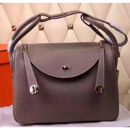 Hermes Lindy 30CM Kožená Taška Přes Rameno H0881 Šedá