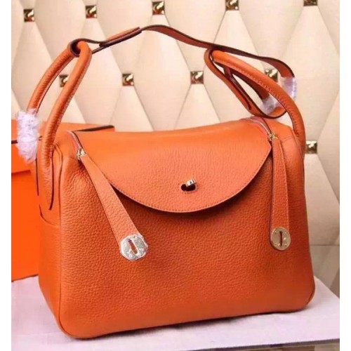 Hermes Lindy 30CM Kožená Taška Přes Rameno H0881 Oranžová