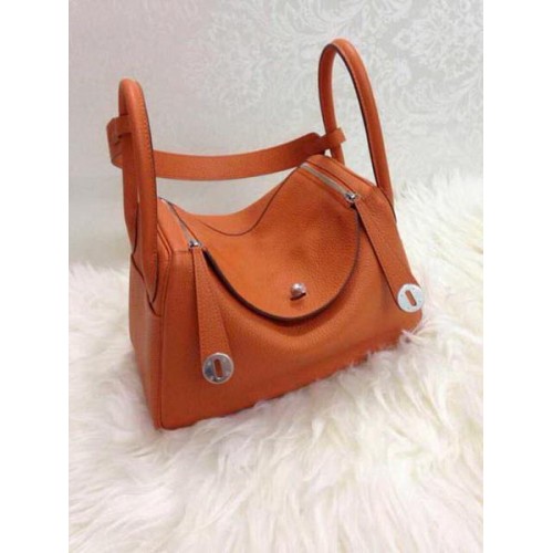 Hermes Lindy 30CM Originální Kožená Taška Přes Rameno HLD30 Oranžová