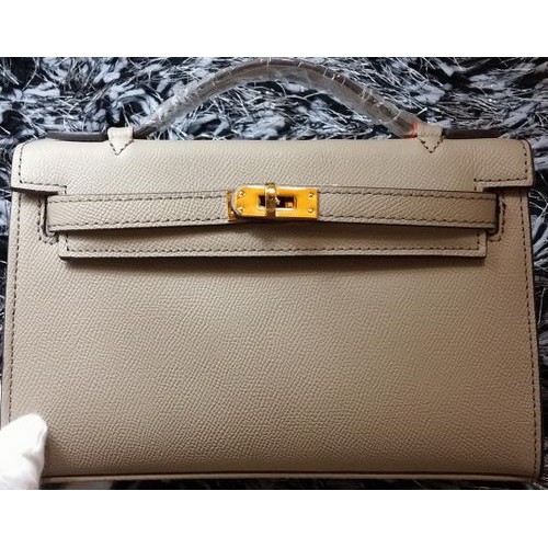 Hermes MINI Kelly 22cm taška z telecí kůže K011 šedá