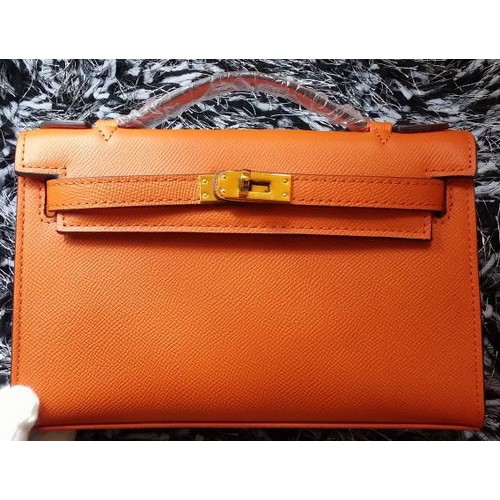 Hermes MINI Kelly 22cm taška z telecí kůže K011 oranžová