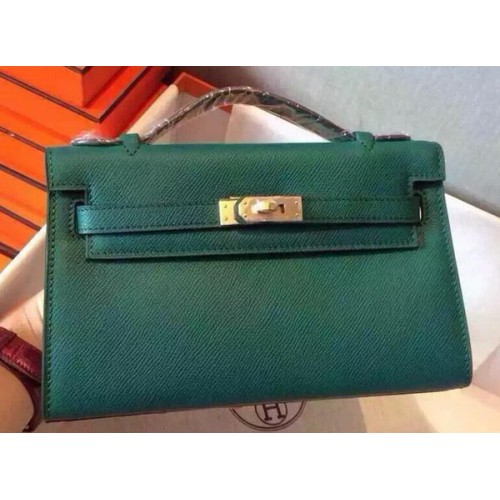 Hermes MINI Kelly 22cm Tote Bag Telecí Kůže K22 Tmavě Zelená