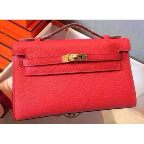 Hermes MINI Kelly 22cm taška z telecí kůže K22 červená