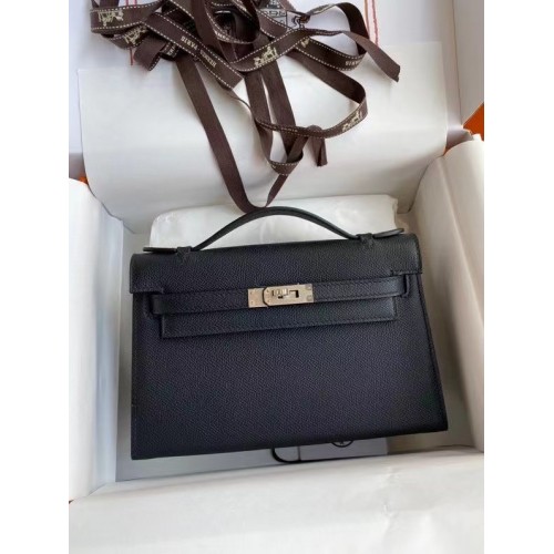 Hermes Original Epsom Leather KEL2278 černá a stříbrná kovová