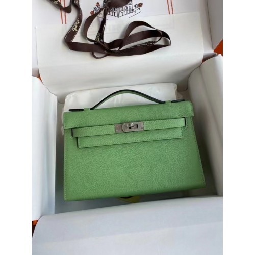 Hermes Original Epsom Leather KEL2278 green&stříbrný kov