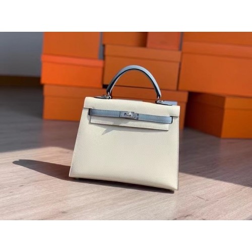 Hermes Original Epsom Leather KEL2578 krémová a nebesky modrá