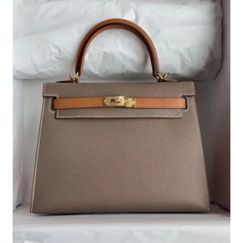 Hermes Original Epsom Leather KEL2578 šedá a hnědá