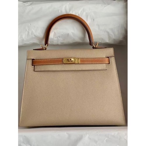 Hermes Original Epsom Leather KEL2578 světle šedá a hnědá