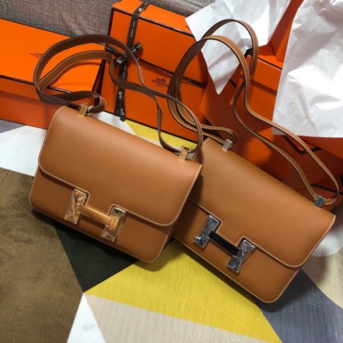 Hermes Originální Espom Kožená Taška Constance 5333 Hnědá