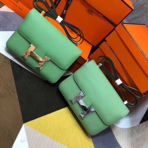 Hermes Originální Espom Kožená Taška Constance 5333 světle zelená
