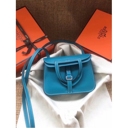 Hermes Original Halzan mini taška H069523 modrá Zanzibar