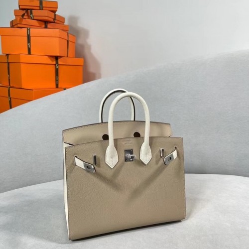 Hermes Original Togo Leather HB30O světle šedá a bílá