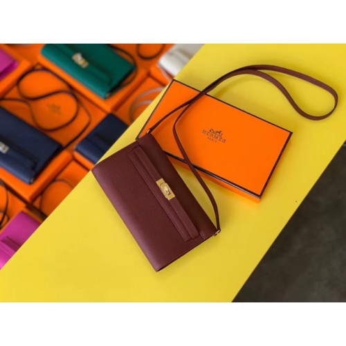 Hermes Originální Kelly Espom Kožená Taška na Cestování Woc H4087 Burgundská
