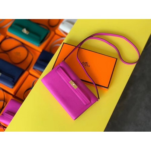 Hermes Originální Kelly Espom Kožená Taška na Cestování Woc H4087 Fialová Červená