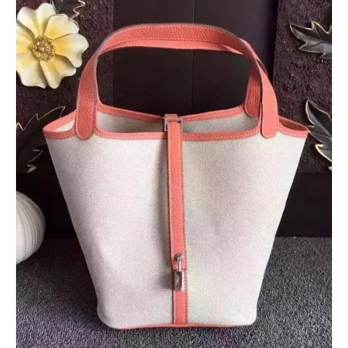 Hermes Picotin Lock 18cm plátěná taška HPL8618T světle růžová