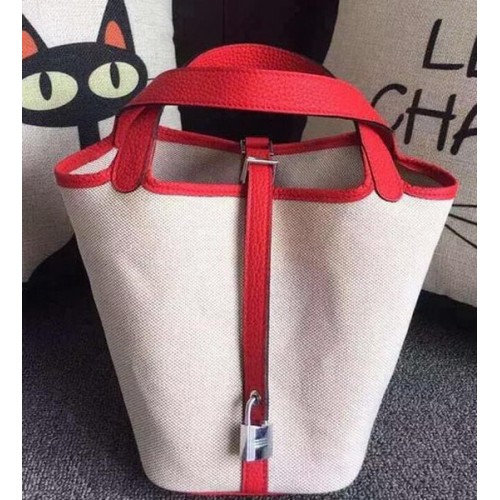 Hermes Picotin Lock 18cm plátěná taška HPL8618T červená