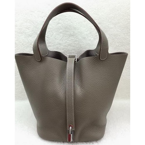Hermes Picotin Lock 22cm Kabelky Litchi Leather HPL1048 Šedá