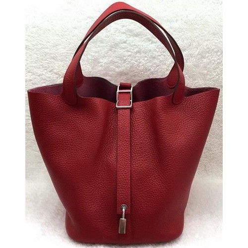 Hermes Picotin Lock 22cm Kabelky Litchi Leather HPL1048 Červená