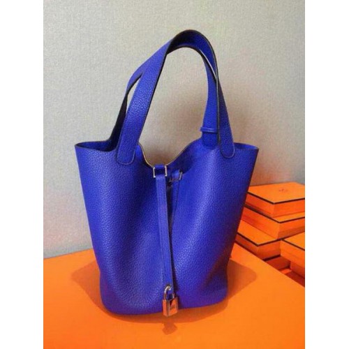 Hermes Picotin Lock 22cm Kabelky Litchi Leather HPT22 Modrá